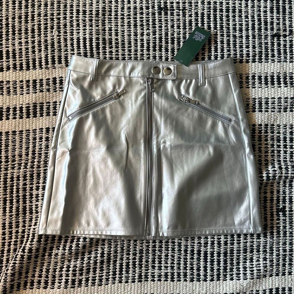 Wild Fable Size 6 Silver mini skirt NWT zipper front